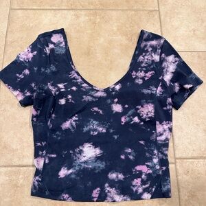 lululemon athletica Navy and Pink Tie-Dye Crop Top